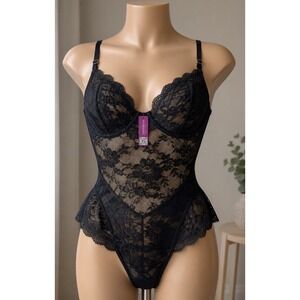 Adore Me  Bodysuit Size Small Jet Black      Lingerie